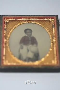 Rare African American Civil War ID Tinted Freed Slave Black Ambrotype Photograph
