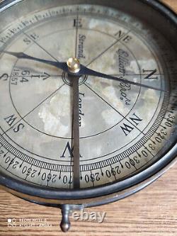 Rare Antique ELLIOTT BROTHER'S big dial needle compass Strand London year 1857