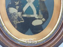 Rare Antique Whole Plate Colorized Tintype Photo of Civil War Officer Marine
