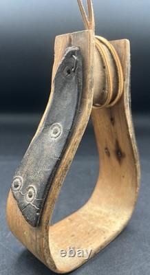 Rare Antique Wooden & Leather Stirrup Civil War Era 1860s mid-19th Century