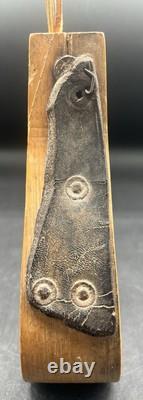 Rare Antique Wooden & Leather Stirrup Civil War Era 1860s mid-19th Century