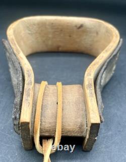 Rare Antique Wooden & Leather Stirrup Civil War Era 1860s mid-19th Century