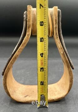Rare Antique Wooden & Leather Stirrup Civil War Era 1860s mid-19th Century