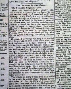 Rare Atlanta GA Georgia Confederate Memphis TN Civil War 1864 Original Newspaper
