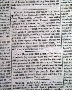 Rare Atlanta GA Georgia Confederate Memphis TN Civil War 1864 Original Newspaper