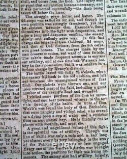 Rare BATTLE OF GETTYSBURG in a Confederate Atlanta GA 1863 Civil War Newspaper