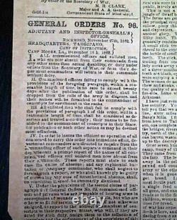 Rare BATTLE OF STONES RIVER Jefferson Davis 1863 CONFEDERATE Civil War Newspaper
