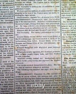 Rare BATTLE OF STONES RIVER Jefferson Davis 1863 CONFEDERATE Civil War Newspaper