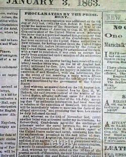 Rare BATTLE OF STONES RIVER Jefferson Davis 1863 CONFEDERATE Civil War Newspaper