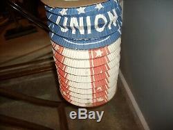 Rare C1860s civil war lincoln era us. Flag parade lantern, printed union & eagl