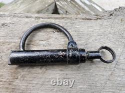 Rare CIVIL War Era Cast Iron Shackle Lock & Cylinder Key / Works Great