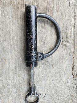 Rare CIVIL War Era Cast Iron Shackle Lock & Cylinder Key / Works Great