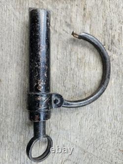 Rare CIVIL War Era Cast Iron Shackle Lock & Cylinder Key / Works Great