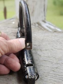 Rare CIVIL War Era Cast Iron Shackle Lock & Cylinder Key / Works Great