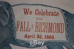 Rare CIVIL War Handbill Celebrating The Fall Of Richmond-early Elephant Symbol