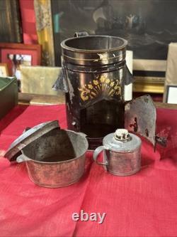 Rare CIVIL War Hospital Soup Warmer Tin Hand Decorated Great Condition