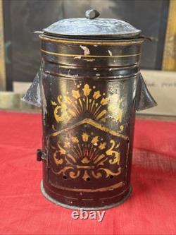Rare CIVIL War Hospital Soup Warmer Tin Hand Decorated Great Condition