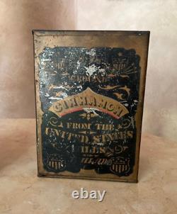 Rare! CIVIL War Union Patriotic Ground Cinnamon Tin From U. S. Mills Philadelphia