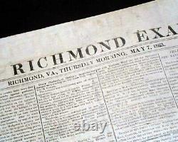 Rare CONFEDERATE Battle of Chancellorsville 1863 Richmond VA Civil War Newspaper