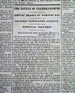 Rare CONFEDERATE Battle of Fredericksburg Union Defeat 1862 Civil War Newspaper