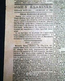 Rare CONFEDERATE Battle of Fredericksburg Union Defeat 1862 Civil War Newspaper