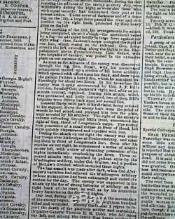 Rare CONFEDERATE Battle of Fredericksburg Union Defeat 1862 Civil War Newspaper