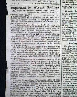 Rare CONFEDERATE Battle of Fredericksburg Union Defeat 1862 Civil War Newspaper