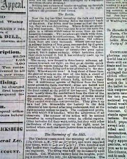 Rare CONFEDERATE Battle of Fredericksburg Union Defeat 1862 Civil War Newspaper