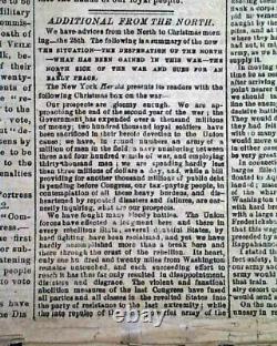 Rare CONFEDERATE Battle of Fredericksburg Union Defeat 1862 Civil War Newspaper