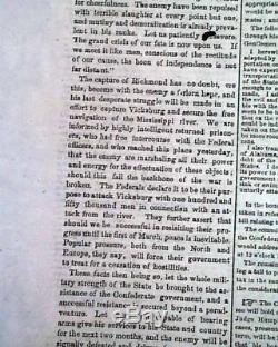 Rare CONFEDERATE Battle of Fredericksburg Union Defeat 1862 Civil War Newspaper