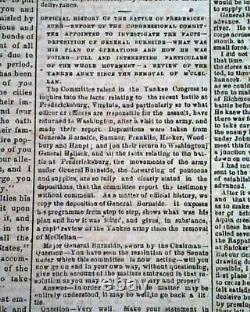 Rare CONFEDERATE Battle of Fredericksburg Union Defeat 1862 Civil War Newspaper