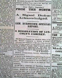 Rare CONFEDERATE Battle of Fredericksburg Union Defeat 1862 Civil War Newspaper