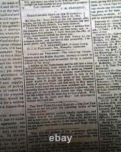 Rare CONFEDERATE CAPITAL with Jefferson Davis & Shiloh Civil War 1862 VA Newspaper