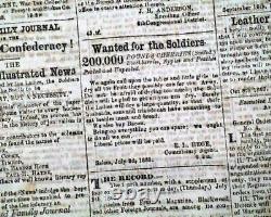 Rare CONFEDERATE Civil War Winston NC North Carolina 1861 Southern Old Newspaper