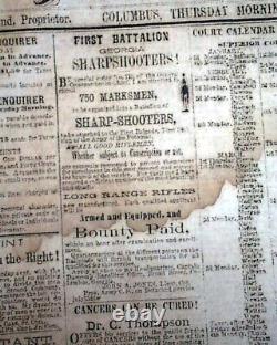 Rare CONFEDERATE Columbus GA Muscogee County Georgia 1862 Civil War Newspaper