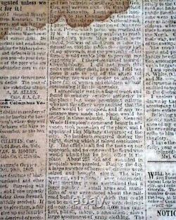 Rare CONFEDERATE Columbus GA Muscogee County Georgia 1862 Civil War Newspaper