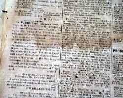 Rare CONFEDERATE Columbus GA Muscogee County Georgia 1862 Civil War Newspaper