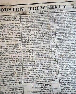 Rare CONFEDERATE Houston TX Texas with Jefferson Davis Civil War 1864 Newspaper