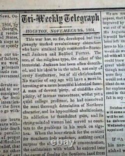 Rare CONFEDERATE Houston TX Texas with Jefferson Davis Civil War 1864 Newspaper