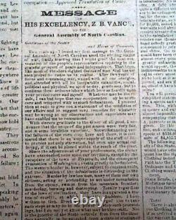 Rare CONFEDERATE Raleigh NC North Carolina CIVIL WAR Nearing End 1864 Newspaper