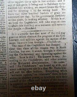 Rare CONFEDERATE Raleigh NC North Carolina CIVIL WAR Nearing End 1864 Newspaper