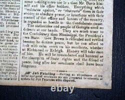 Rare CONFEDERATE Raleigh NC North Carolina CIVIL WAR Nearing End 1864 Newspaper