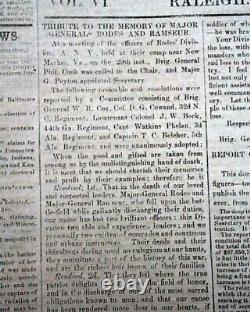 Rare CONFEDERATE Raleigh NC North Carolina Final Months CIVIL WAR 1865 Newspaper