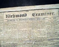 Rare CONFEDERATE Richmond VA Virginia Civil War 1861 Newspaper re. The Future