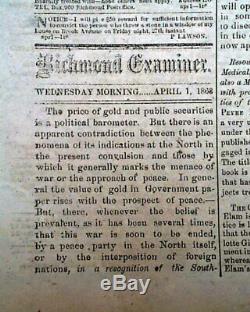 Rare CONFEDERATE Richmond VA Virginia Civil War 1861 Newspaper re. The Future