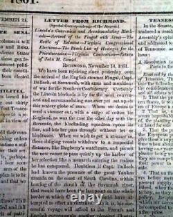 Rare CONFEDERATE STRONGHOLD Memphis TN Tennessee Civil War 1861 Old Newspaper