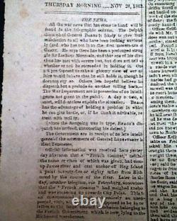 Rare CONFEDERATE VA with Battle of Lookout Mountain Bragg 1863 Civil War Newspaper