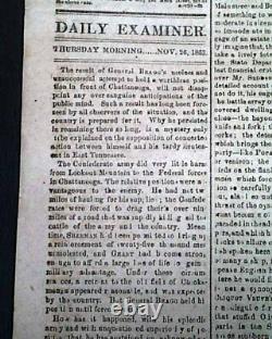 Rare CONFEDERATE VA with Battle of Lookout Mountain Bragg 1863 Civil War Newspaper