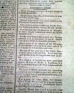 Rare CONFEDERATE VA with Battle of Lookout Mountain Bragg 1863 Civil War Newspaper