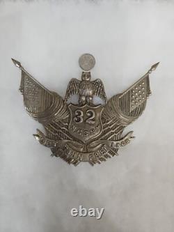 Rare Civil War Silver NG Helmet Plate 32nd New York